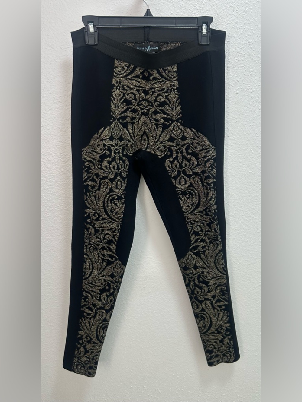 Guess by Marciano Black Leggings with Metallic Gold Threads